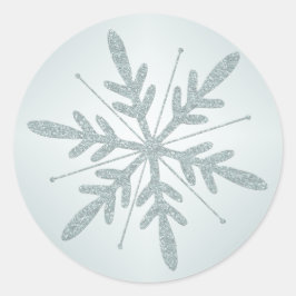 Glittery Grönt Snowflake Sticker Runt Klistermärke