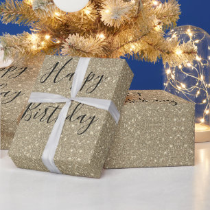 Glittery Guld Black Golden Grattis på födelsedag Presentpapper