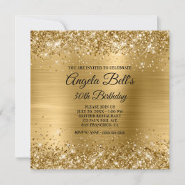 Glittery Guld Brushed Foil Glam 30års födelsedag Inbjudningar
