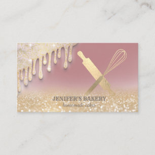 Glittery guld droppar som rullar upp vaskkockbager visitkort