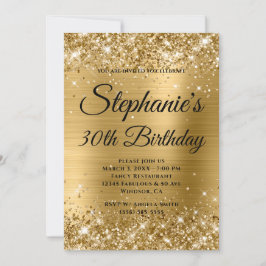 Glittery Guld Finare Monogram 30års födelsedag Inbjudningar