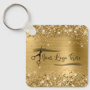 Glittery Guld Glam för din Logotyp Nyckelring