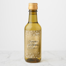 Glittery Guld Glam Monogram 21:a födelsedagen Vinetikett