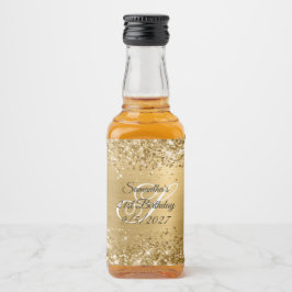 Glittery Guld Glam Monogrammed 21:a födelsedagen Spritflaskor Etikett