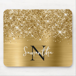 Glittery Guld Glam Monogrammed Musmatta