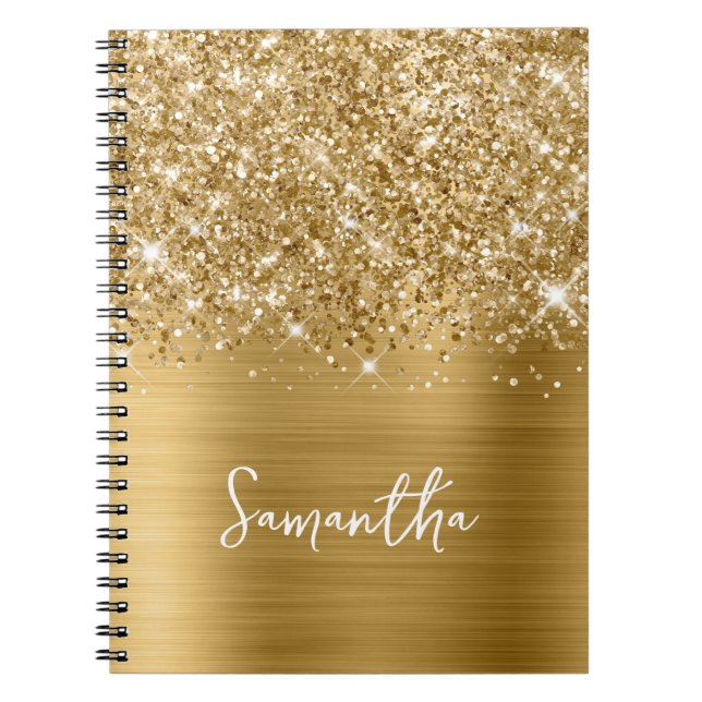 Glittery Guld Glam Namn Anteckningsbok (Framsidan)
