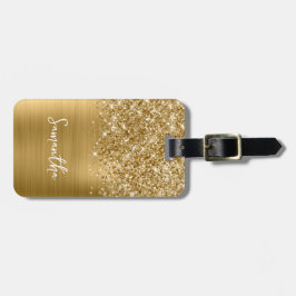 Glittery Guld Glam Namn Bagagebricka