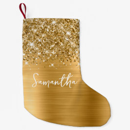 Glittery Guld Glam Namn Liten Julstrumpa