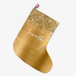 Glittery Guld Glam Namn Stor Julstrumpa