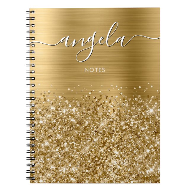 Glittery Guld Glam Notes Anteckningsbok (Framsidan)