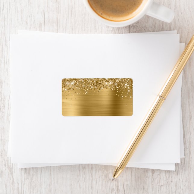 Glittery Guld Glitter Foil Glam Adressetikett (Insitu)