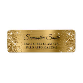 Glittery Guld Glitter och Foil Glam Returadress Etikett