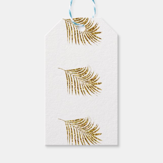 Glittery Guld Handflatan Tropical Bröllop Firande Presentetikett (Framsidan)