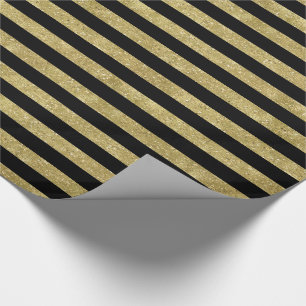 Glittery guld- och svartrandar för Faux Presentpapper