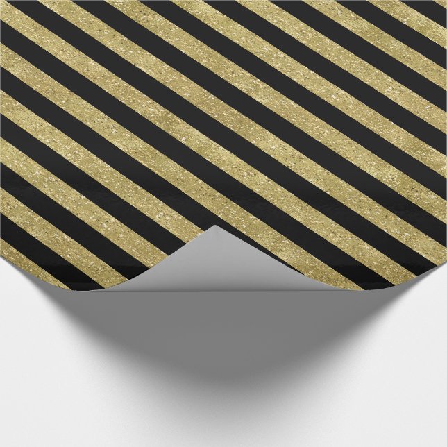 Glittery guld- och svartrandar för Faux Presentpapper (Hörn)
