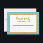 Glittery Guld och Teal Bat mitzvah Reply OSA Kort<br><div class="desc">Det här trendiget infogar kort med fet stil på framsidan med ett lager i guld glitter och vitt,  och en solid färgad bakåt. Lägg till texten med hjälp av mallformuläret. Ändra teckensnitt,  layout och färg på de avancerade menyerna.</div>