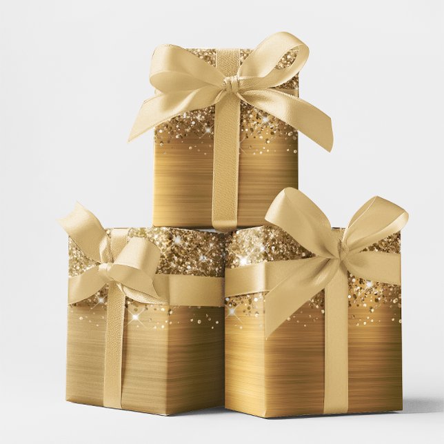 Glittery Guld Ombre Foil Presentpapper (Glittery Gold Ombre Foil Wrapping Paper)