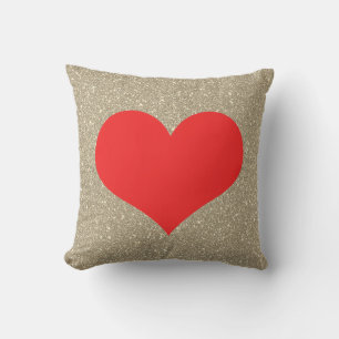 Glittery Guld Red Heart Cute Valentine Day Gift Kudde