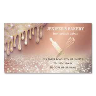Glittery guld, rullstift, bakverk magnetiska visitkort