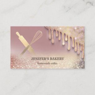 Glittery guld, rullstift, bakverk visitkort