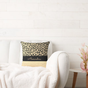 Glittery Guld Shimmery Guld Leopard Kudde