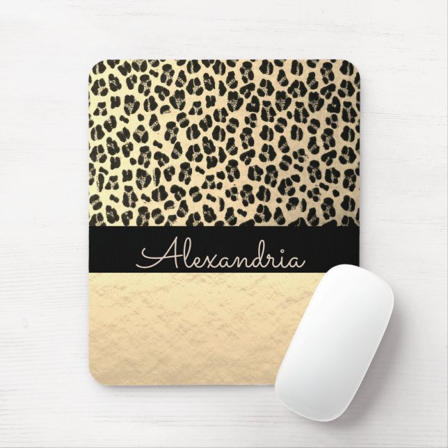 Glittery Guld Shimmery Guld Leopard Musmatta (Med mus)