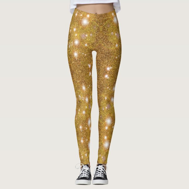 Glittery Guld Shine Bright Leggings (Framsida)