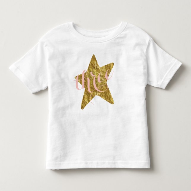 Glittery guld- stjärnaflicka skjorta för t-shirt (Framsida)