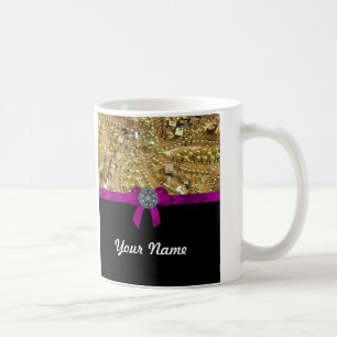 Glittery guld & svart kaffemugg