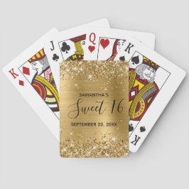 Glittery Guld Sweet 16 Birthday Favor Casinokort