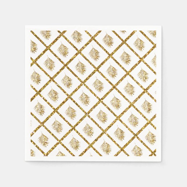 Glittery Handflatan Mönster Tropical Guld Bröllop  Pappersservett (Framsidan)