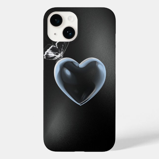 Glittery Heart & Butterfly Phone Case - Sparkly Cl (Baksida)