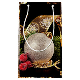 Glittery Helgdag Rosett band Silver Guld Boll Gift