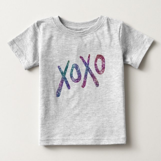 Glittery Hugs och Kisses Kids Top T Shirt (Framsida)