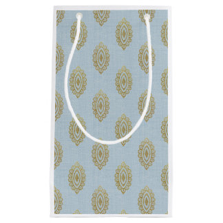 Glittery Ikat Medallion - Himmel Blue & Guld