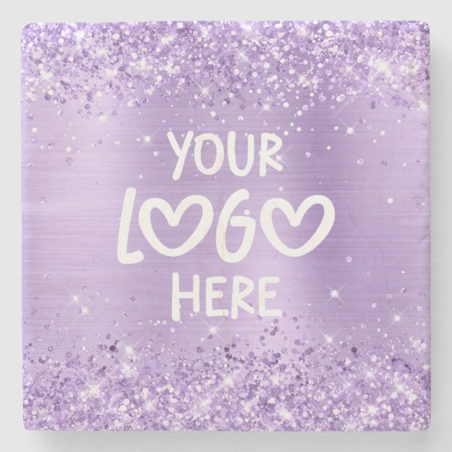 Glittery Lavender Faux Foil Business Logo Stenunderlägg (Framsidan)