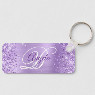 Glittery Lavender Foil Finare Monogram Nyckelring