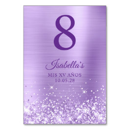 Glittery Lavender Foil Mis XV Años Bordsnummer