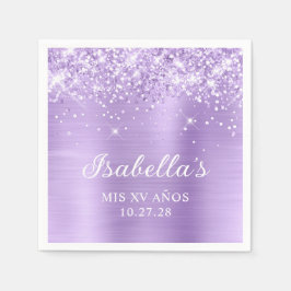 Glittery Lavender Foil Mis XV Años Pappersservett