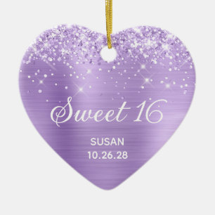 Glittery Lavender Foil Sweet 16 Photo Julgransprydnad Keramik