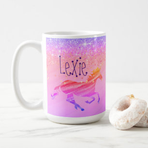 Glittery Lavender Rosa Unicorn Coffee Mugg