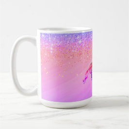 Glittery Lavender Rosa Unicorn Kaffemugg