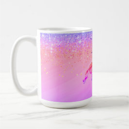 Glittery Lavender Rosa Unicorn Personlig Kaffemugg