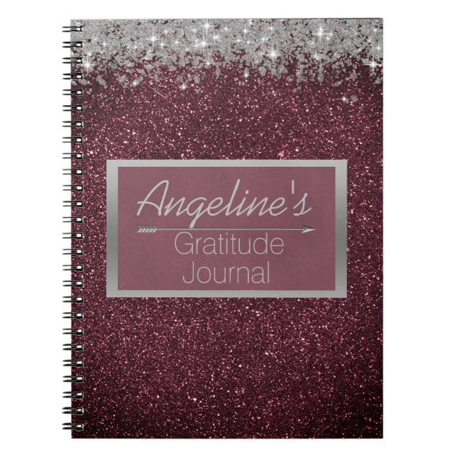 Glittery Lavender Silver Gratitude Journal Anteckningsbok (Framsidan)