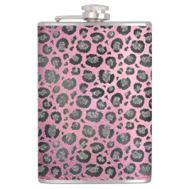 Glittery Leopard Skriv ut på Glossy Shock rosa Fickplunta