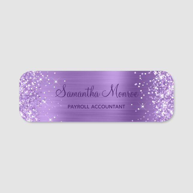 Glittery Light Lila Metallic Foil Namnbricka (Framsida)