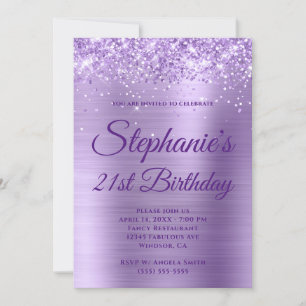 Glittery Light Lila Ombre Foil 21 Birthday Inbjudningar