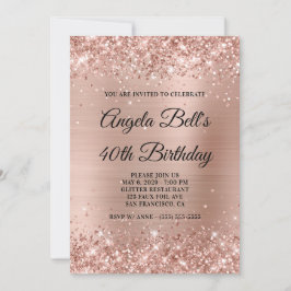 Glittery Light Ro Gold Foil 40:e födelsedagen Inbjudningar
