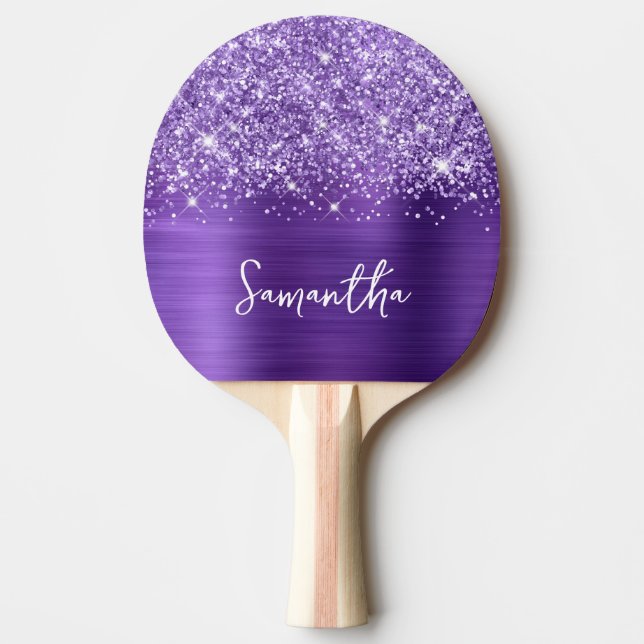 Glittery Lila Ametyst Glam Namn Pingisracket (Framsidan)