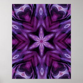Glittery Lila Kaleidoscope Hearts Gradient Poster